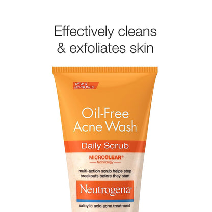 Neutrogena Oil-Free Acne Face Scrub, 2% Salicylic Acid Acne Treatment Medicine, Daily Face Wash to Help Prevent Breakouts, Oil Free Exfoliating Facial Cleanser for Acne-Prone Skin, 4.2 Fl. Oz