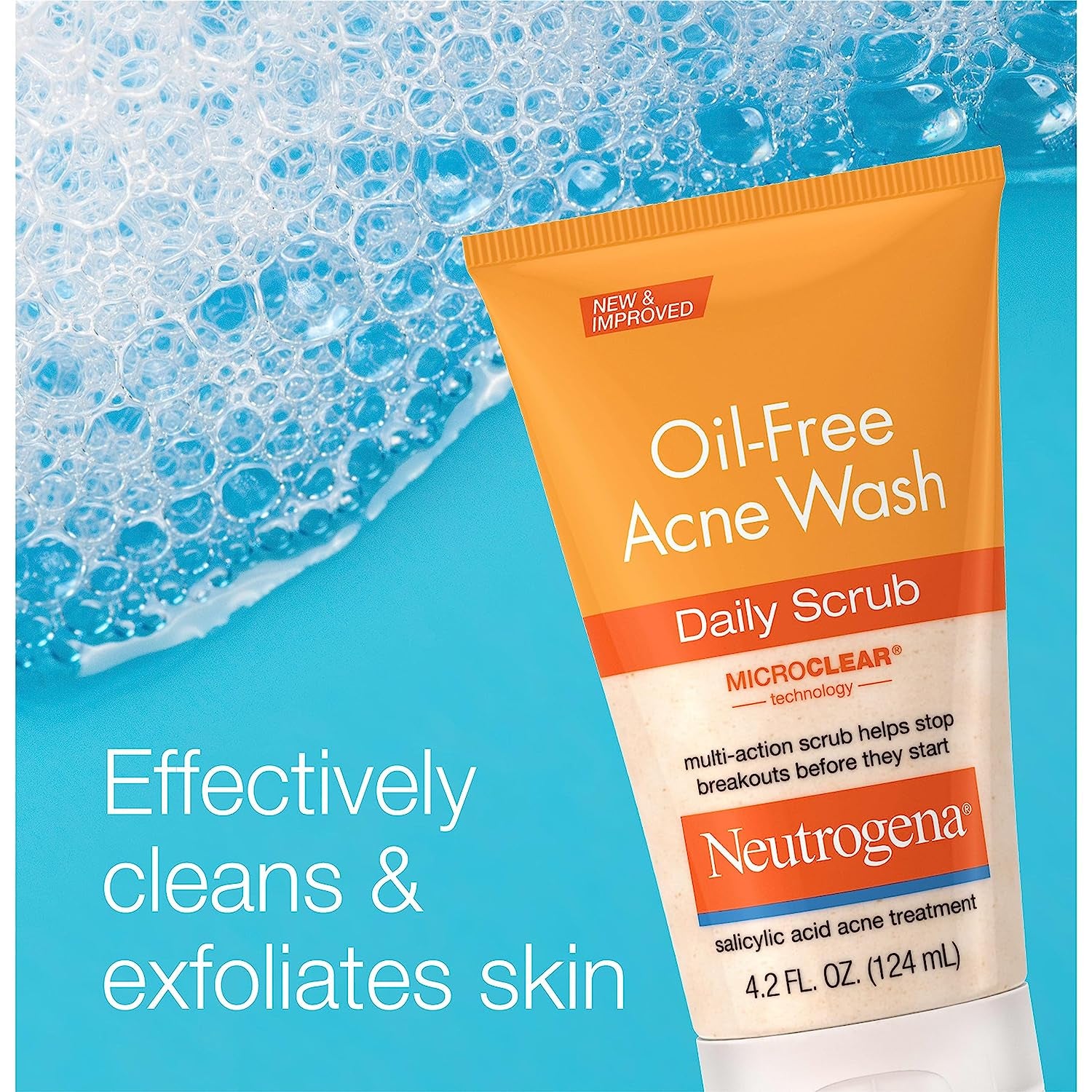 Neutrogena Oil-Free Acne Face Scrub, 2% Salicylic Acid Acne Treatment Medicine, Daily Face Wash to Help Prevent Breakouts, Oil Free Exfoliating Facial Cleanser for Acne-Prone Skin, 4.2 Fl. Oz