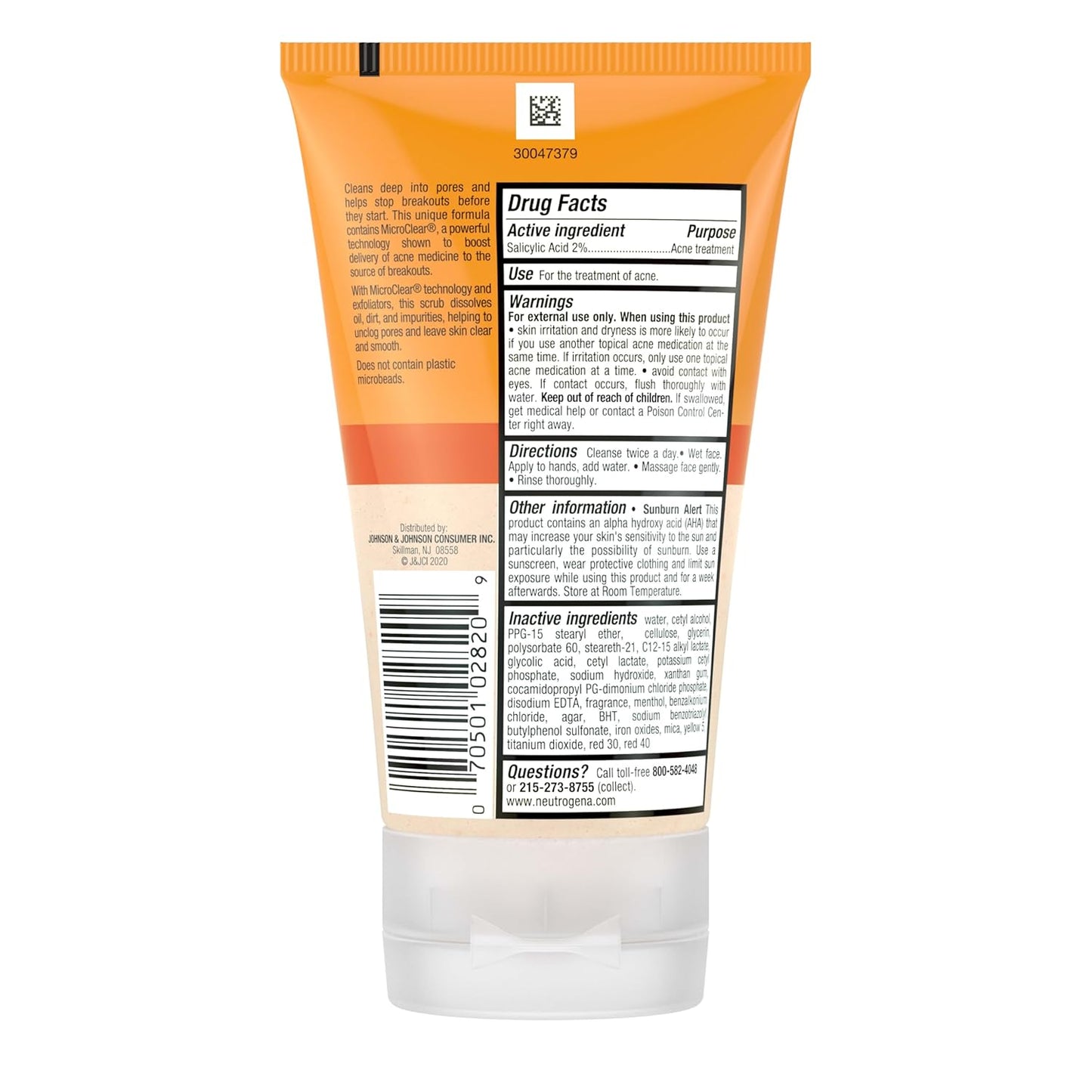 Neutrogena Oil-Free Acne Face Scrub, 2% Salicylic Acid Acne Treatment Medicine, Daily Face Wash to Help Prevent Breakouts, Oil Free Exfoliating Facial Cleanser for Acne-Prone Skin, 4.2 Fl. Oz