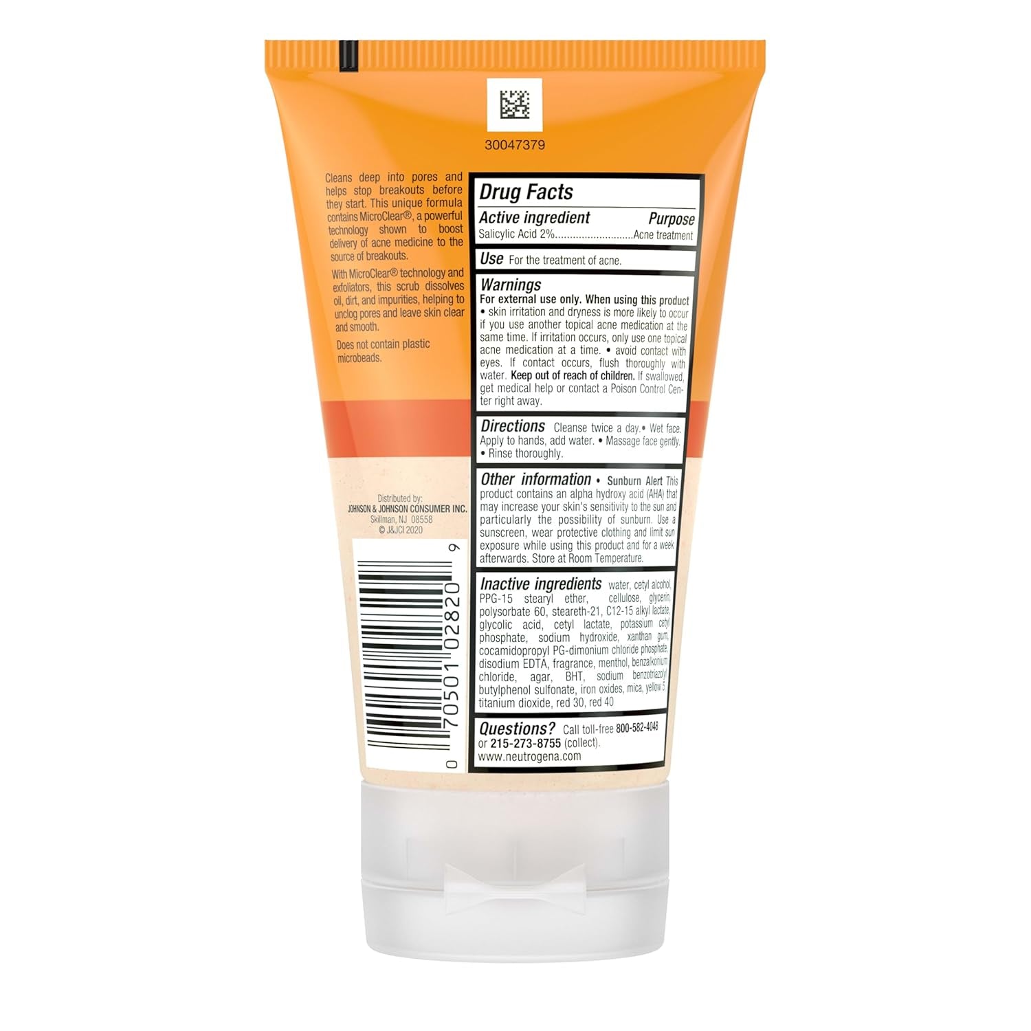 Neutrogena Oil-Free Acne Face Scrub, 2% Salicylic Acid Acne Treatment Medicine, Daily Face Wash to Help Prevent Breakouts, Oil Free Exfoliating Facial Cleanser for Acne-Prone Skin, 4.2 Fl. Oz